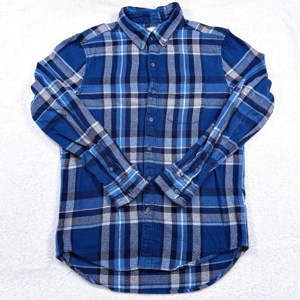 American Eagle Flannel Shirt Men's Medium‎ Blue Plaid Button Down Long Sleeve